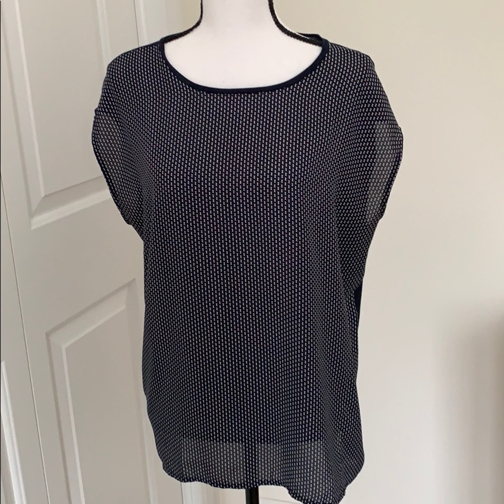Ann Taylor Navy Polka Dot Sleeveless Top